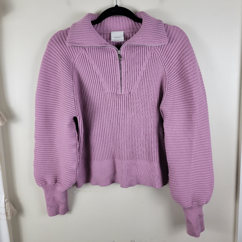 Varley Reid Half Zip Smokey Grape Rib Knit Pullover Sweater Top - Picture 5 of 12